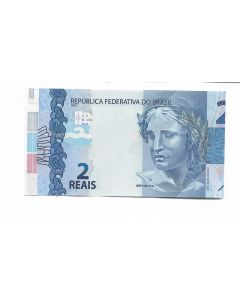 2 REAIS DUAS CHANCELAS -ERRO DE CORTE- FE - C339   COLORIDO/COLORIDO/VERSO/REVERSO