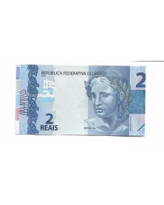 2 REAIS DUAS CHANCELAS -ERRO DE CORTE- FE - C339 -BRANCO/COLORIDO/VERSO/VERSO -